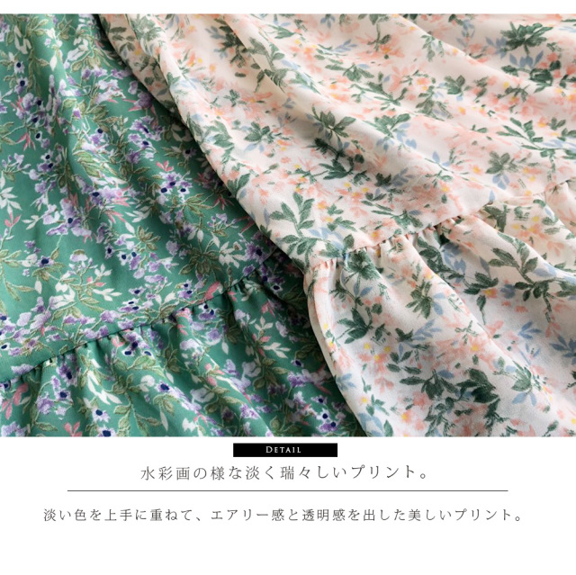 授乳服 フローラ パールボタンシフォンワンピース ボタンタイプ 授乳服 お宮参り ワンピース シフォン ワンピース 花柄 長袖